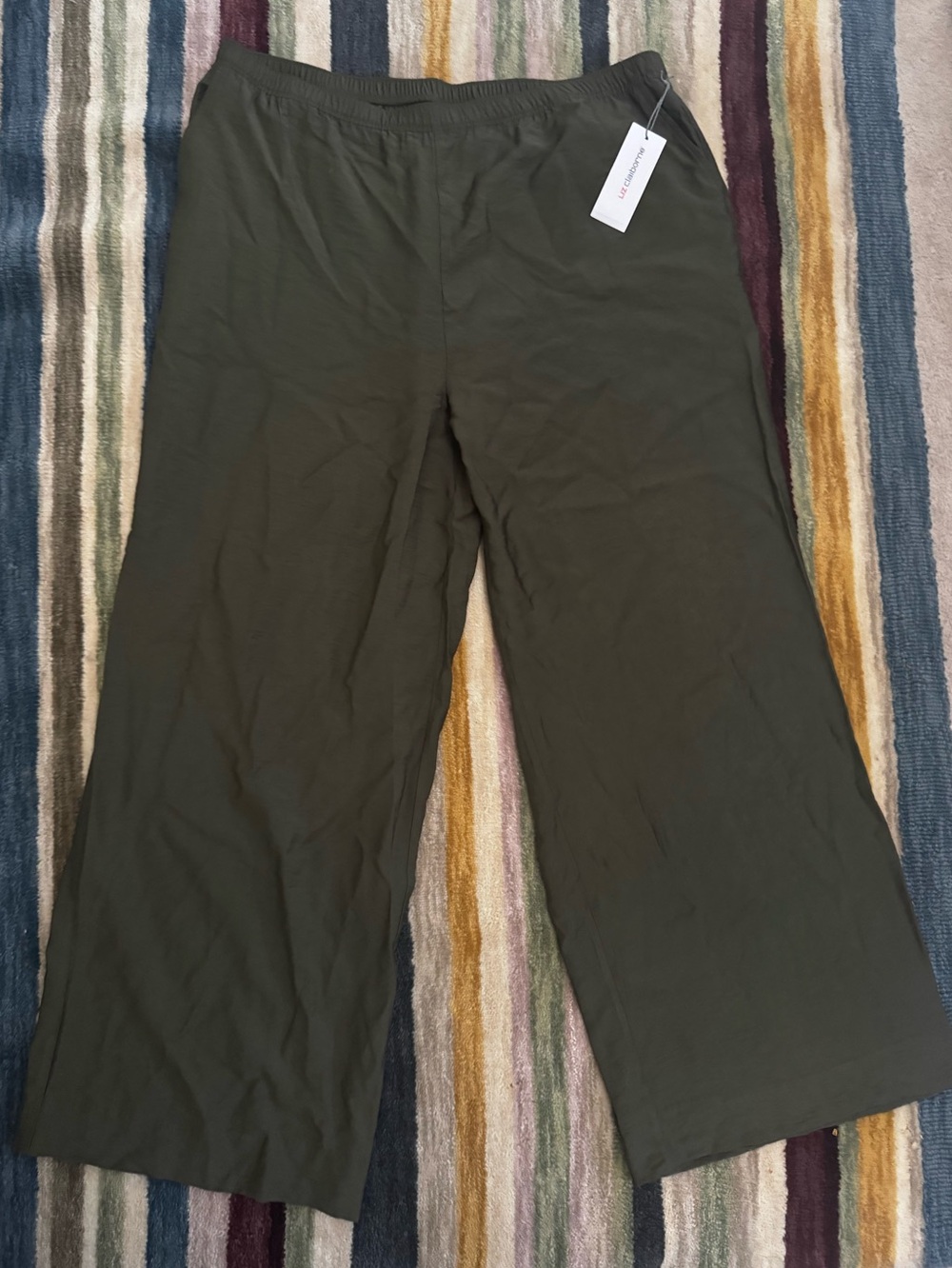 Liz Claiborne Olive Pull-On Wide Leg Pants